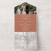 Eenvoudige Rustic Terracotta 2 Foto RSVP Wedding All In One Uitnodiging (Binnen)