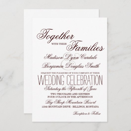 Eenvoudige Rustic Typography Wedding Invitations Kaart (Voorkant / Achterkant)