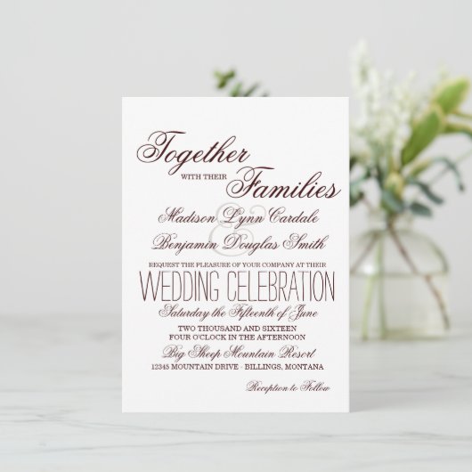 Eenvoudige Rustic Typography Wedding Invitations Kaart (Staand voorkant)
