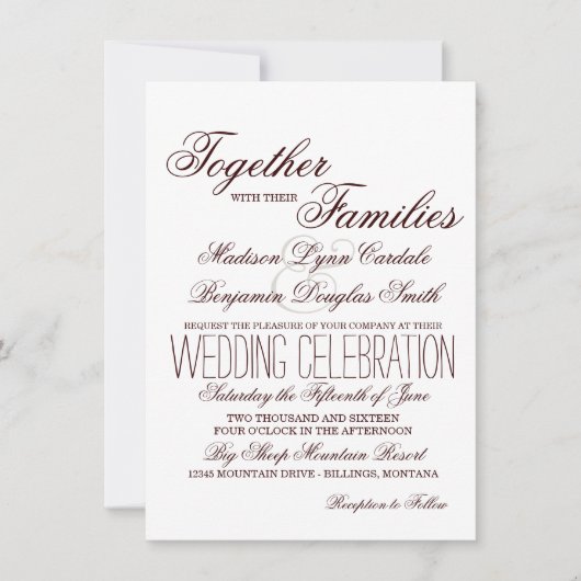 Eenvoudige Rustic Typography Wedding Invitations Kaart (Voorkant)