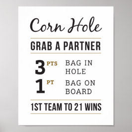 Eenvoudige Rustic Wedding Corn Hole Regels 8x10 Si Poster