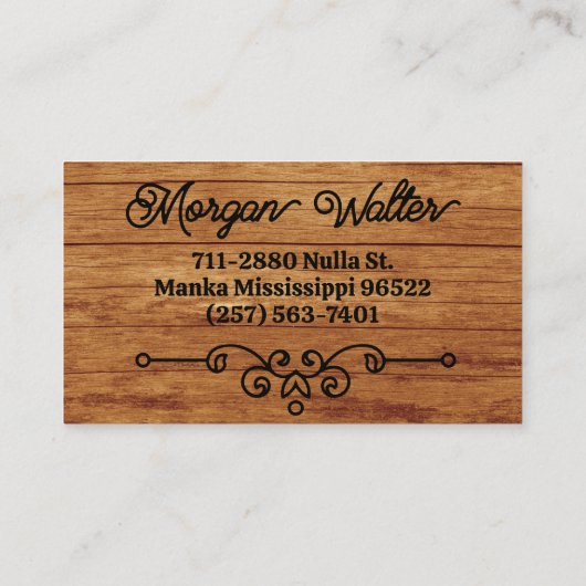 Eenvoudige Rustic Wood Flourish Monogram  Retro Visitekaartje (Achterkant)