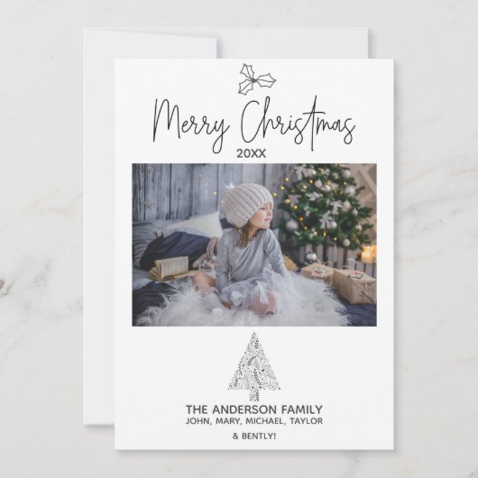 Eenvoudige Rustic Woodland Tree Foto voor kerst Feestdagenkaart (Voorkant)