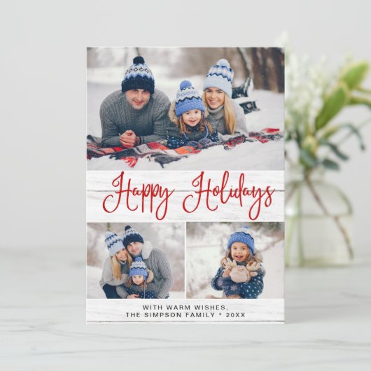 Eenvoudige Rustieke 6 FOTO Kerst Groet Feestdagenkaart (Staand voorkant)