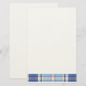 Eenvoudige Rustieke Blauwe Stijl Check  Briefpapier (Voorkant / Achterkant)