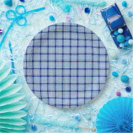 Eenvoudige Rustieke Blauwe Stijl Check Papieren Bordje