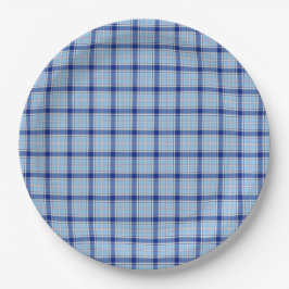Eenvoudige Rustieke Blauwe Stijl Check  Papieren Bordje