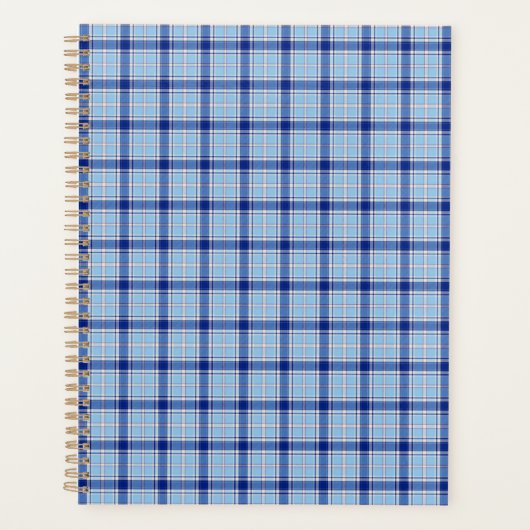 Eenvoudige Rustieke Blauwe Stijl Check  Planner (Voorkant)