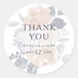 Eenvoudige rustieke bloemen dank u bruiloft gunst ronde sticker
