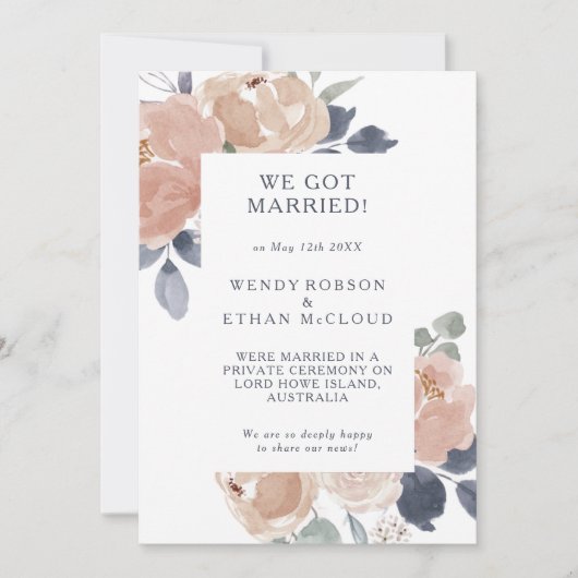 Eenvoudige rustieke bloemen elopement aankondiging (Voorkant)