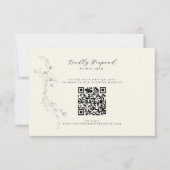 Eenvoudige rustieke bloemen minimalistische QR-cod RSVP Kaartje (Voorkant)