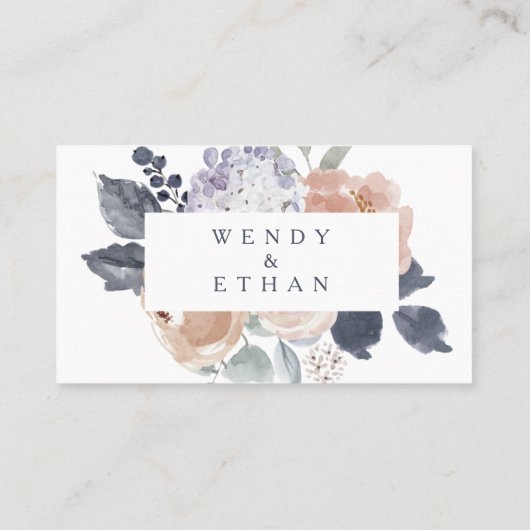 Eenvoudige rustieke bloemen platte bruiloft plaats plaatskaartje (Achterkant)