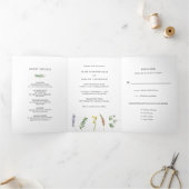 Eenvoudige rustieke bloemen wilde bloem elegante b drieluik uitnodiging (Binnen)