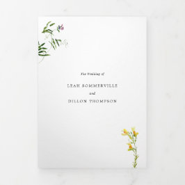 Eenvoudige rustieke bloemen wilde bloem elegante b drieluik uitnodiging