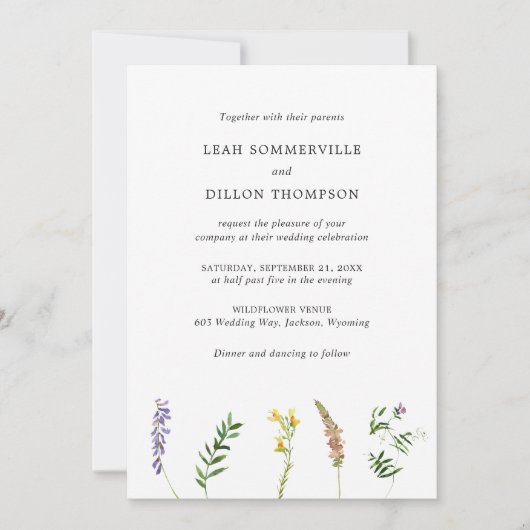 Eenvoudige rustieke bloemen wilde bloem elegante b kaart (Voorkant)