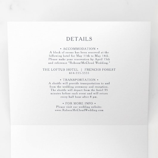 Eenvoudige rustieke bloemenbruiloft alles in één d drieluik uitnodiging (Binnenzijde eerst)