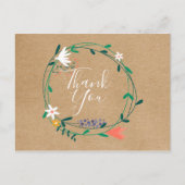 Eenvoudige rustieke bloemenkrans bedrijf Dank u Briefkaart (Voorkant)