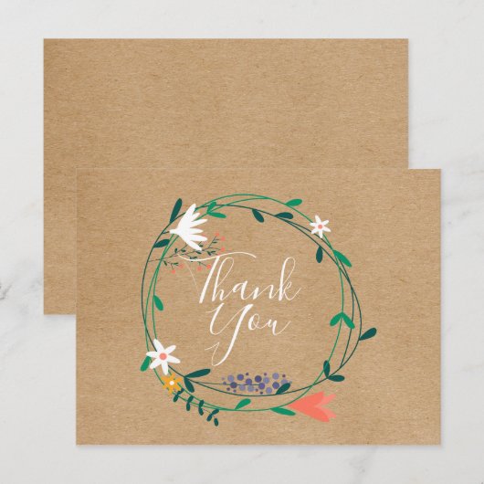 Eenvoudige Rustieke Bloemenslingers Zakelijke Dank Briefkaart (Voorkant / Achterkant)