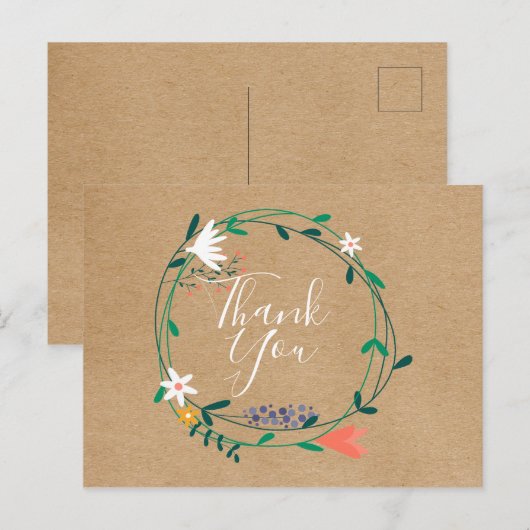 Eenvoudige Rustieke Bloemenslingers Zakelijke Dank Briefkaart (Voorkant / Achterkant)