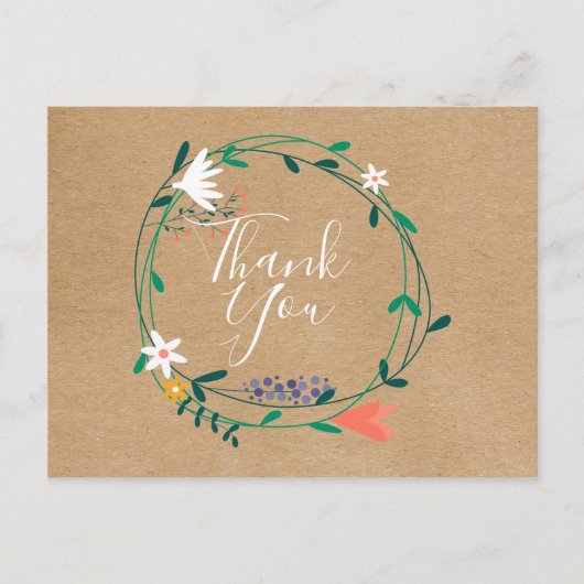 Eenvoudige Rustieke Bloemenslingers Zakelijke Dank Briefkaart (Voorkant)