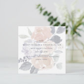 Eenvoudige rustieke bloemenvierkante bruiloft uitn kaart (Staand voorkant)