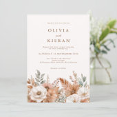 Eenvoudige rustieke Boho Floral Fall bruiloft Kaart (Staand voorkant)