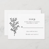 Eenvoudige Rustieke Botanische Zwarte Typografie T RSVP Kaartje (Voorkant / Achterkant)