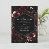 Eenvoudige rustieke Bourgondische bruiloft Save The Date (Staand voorkant)