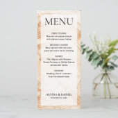 Eenvoudige rustieke bruiloft hout boomschors menu (Staand voorkant)