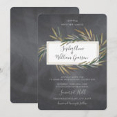 Eenvoudige rustieke bruiloft krijtbord & Waterverf Kaart (Voorkant / Achterkant)