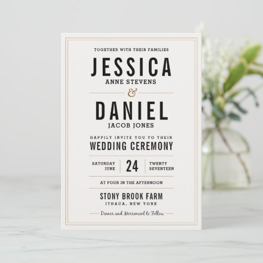 Eenvoudige rustieke bruiloft uitnodiging (Staand voorkant)