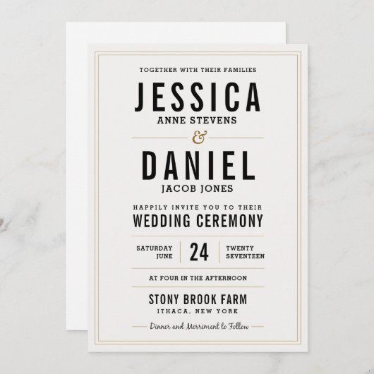 Eenvoudige rustieke bruiloft uitnodiging (Voorkant / Achterkant)