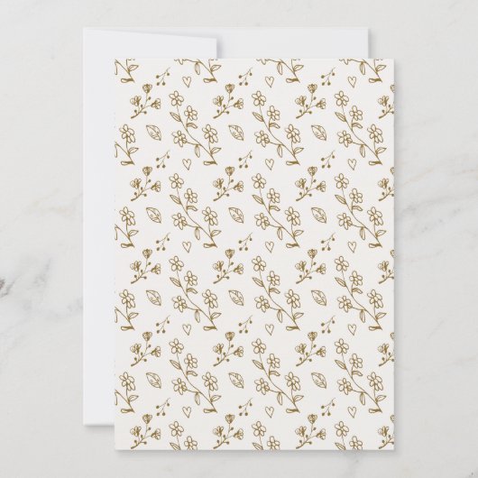 Eenvoudige rustieke bruiloft uitnodiging - Floral  (Achterkant)