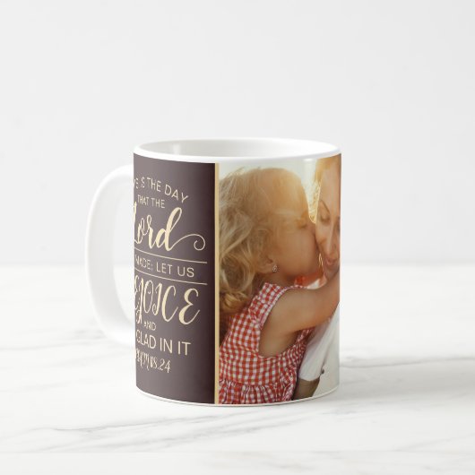 Eenvoudige rustieke bruin & gouden bijbelvers Chri Koffiemok (Voorkant links)