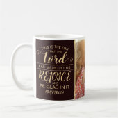 Eenvoudige rustieke bruin & gouden bijbelvers Chri Koffiemok (Links)