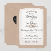 Eenvoudige rustieke bruine en witte trouwuitnodigi kaart (Voorkant / Achterkant)