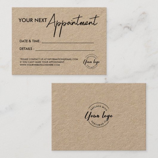Eenvoudige rustieke Business logo Custom Afsprakenkaartje (Voorkant / Achterkant)