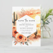 Eenvoudige rustieke cactus bruiloft save the date (Staand voorkant)