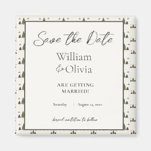 Eenvoudige rustieke chique bos patroon bruiloft magneet