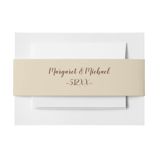 Eenvoudige rustieke crème met namen en datum uitnodigingen wikkel (Voorkant Voorbeeld)