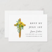 Eenvoudige Rustieke Cross Baptism RSVP-kaart RSVP Kaartje (Voorkant / Achterkant)
