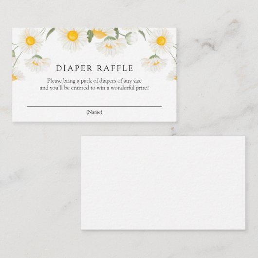 Eenvoudige rustieke Daisy Luier Raffle Enclosure K Informatiekaartje (Voorkant / Achterkant)