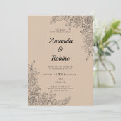 Eenvoudige rustieke elegante moderne bruiloft kaart (Staand voorkant)