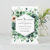 Eenvoudige rustieke eucalyptus digitale bruiloft save the date (Staand voorkant)