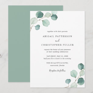 Eenvoudige rustieke eucalyptus groen elegante brui kaart