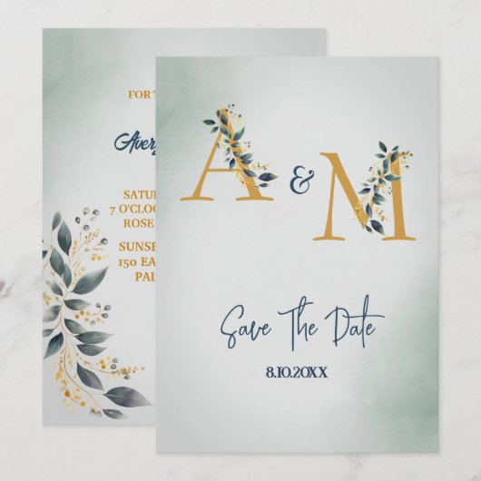 Eenvoudige rustieke eucalyptus verlaat bruiloft ui kaart (Voorkant / Achterkant)