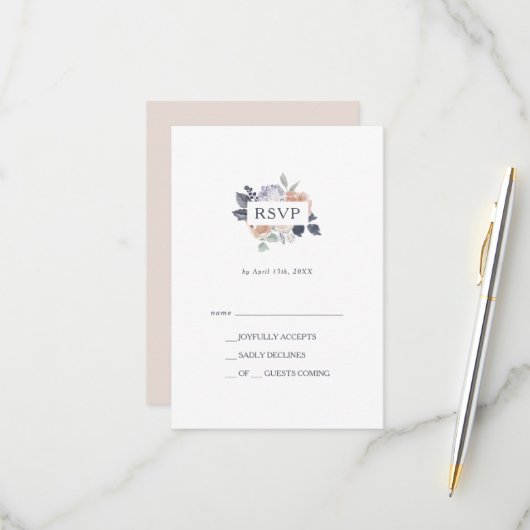 Eenvoudige rustieke Floral RSVP-kaart RSVP Kaartje (Voorkant / Achterkant in situ)