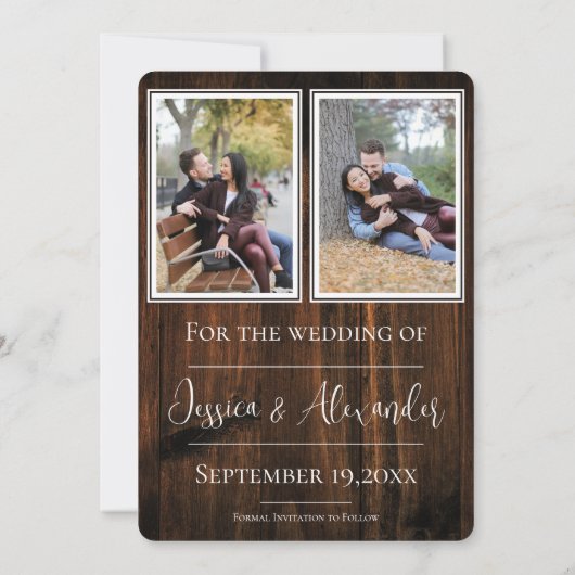 Eenvoudige Rustieke Foto Bewaar de Datum Save The Date (Achterkant)