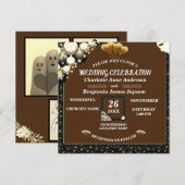 Eenvoudige rustieke glitter houten bruiloft kaart (Voorkant / Achterkant)