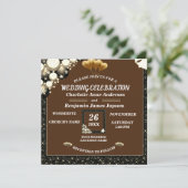 Eenvoudige rustieke glitter houten bruiloft kaart (Staand voorkant)